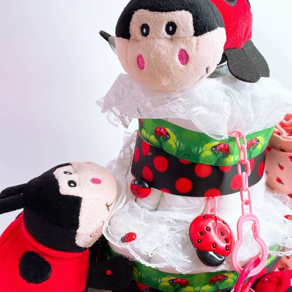 Ladybug Neutral Diaper Cake, Baby shower gift